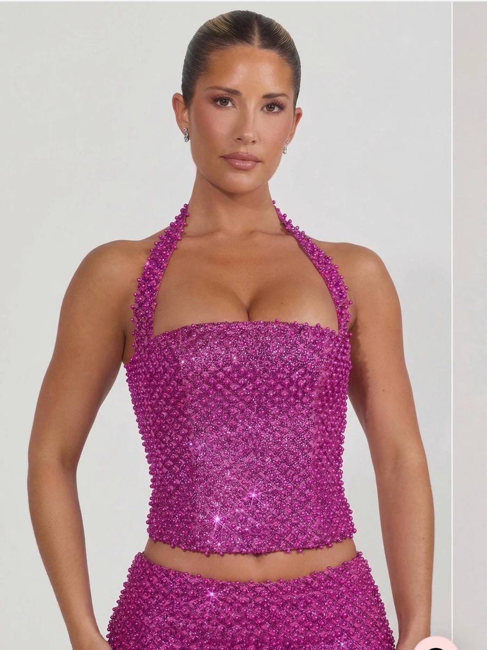 Oh Polly Beaded Magenta Halter Camisole - Picture 4 of 5